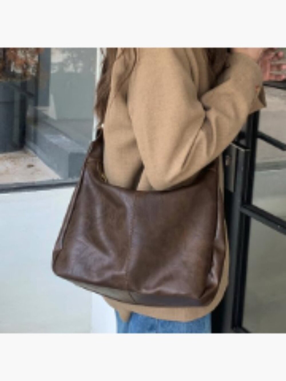 Ultra Soft Foldable Vegan Leather Hobo Bag Slouchy Shoulder Tote - Picture 2 of 7